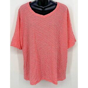 Chicos Women Top Size 2 Medium Pink Short Dolman Sleeve Texture Casual Pullover